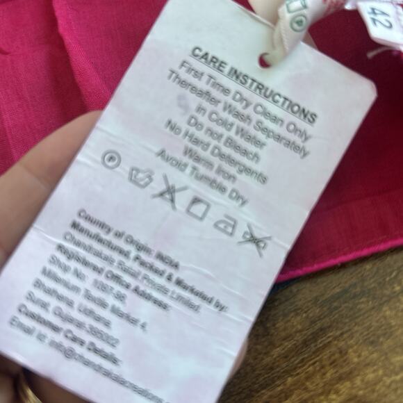 Chandrakala Womens Size 42 Cropped Pink - Eyelet And Hooks - Tie In Back - Picture 10 of 16